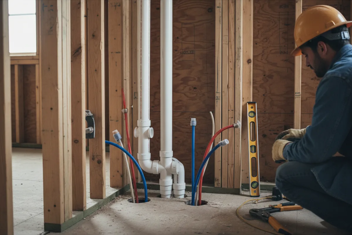 Drain and supply rough-in during Sump Pump Repair in Colfax